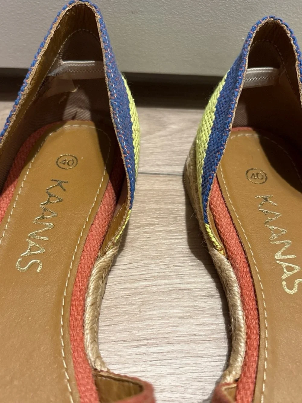 Kaanas Rust Orange Multicolor Woven Espadrille Flats